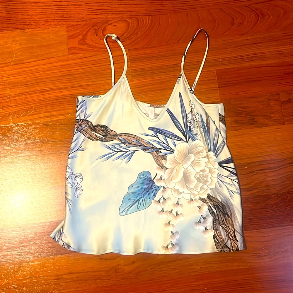 Mint green silk floral cami